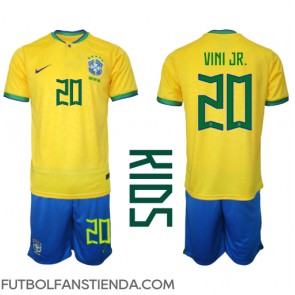 Brasil Vinicius Junior #20 Primera Equipación Niños Mundial 2022 Manga Corta (+ Pantalones cortos)